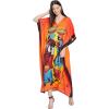 imageOussum Plus Size Kaftan for Women Polyester Summer Caftan Swimwear Cover Ups Maxi Beach DressOrange Lady  Tribal Printed Maxi Kaftan