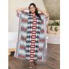imageOussum Plus Size Kaftan for Women Polyester Summer Caftan Swimwear Cover Ups Maxi Beach DressRed  Black Geometric