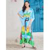 imageOussum Plus Size Kaftan for Women Polyester Summer Caftan Swimwear Cover Ups Maxi Beach DressSky Blue  Green