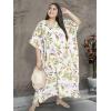 imageOussum Women Long Maxi Plus Size Polyester Kaftan Caftan Gown Beach Party Casual DressBeige Floral