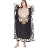 imageOussum Women Long Maxi Plus Size Polyester Kaftan Caftan Gown Beach Party Casual DressBlack Floral Caftan