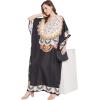 imageOussum Women Long Maxi Plus Size Polyester Kaftan Caftan Gown Beach Party Casual DressBlack Floral Caftan