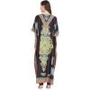 imageOussum Women Long Maxi Plus Size Polyester Kaftan Caftan Gown Beach Party Casual DressBlack Floral One Size Caftan