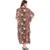 imageOussum Women Long Maxi Plus Size Polyester Kaftan Caftan Gown Beach Party Casual DressBlack Leaf Print Caftans