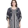 imageOussum Women Long Maxi Plus Size Polyester Kaftan Caftan Gown Beach Party Casual DressBlack Paisley