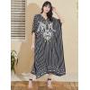 imageOussum Women Long Maxi Plus Size Polyester Kaftan Caftan Gown Beach Party Casual DressBlack Striped Maxi Kaftan