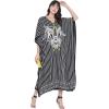 imageOussum Women Long Maxi Plus Size Polyester Kaftan Caftan Gown Beach Party Casual DressBlack Striped Maxi Kaftan