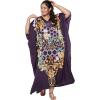 imageOussum Women Long Maxi Plus Size Polyester Kaftan Caftan Gown Beach Party Casual DressBlue Floral  Geometric