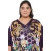 imageOussum Women Long Maxi Plus Size Polyester Kaftan Caftan Gown Beach Party Casual DressBlue Floral  Geometric