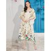imageOussum Women Long Maxi Plus Size Polyester Kaftan Caftan Gown Beach Party Casual DressGold Floral Caftan