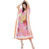imageOussum Women Long Maxi Plus Size Polyester Kaftan Caftan Gown Beach Party Casual DressMulti Color