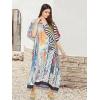 imageOussum Women Long Maxi Plus Size Polyester Kaftan Caftan Gown Beach Party Casual DressMulticolor Abstract
