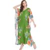 imageOussum Women Long Maxi Plus Size Polyester Kaftan Caftan Gown Beach Party Casual DressMulticolor One Size Kaftan