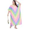 imageOussum Women Long Maxi Plus Size Polyester Kaftan Caftan Gown Beach Party Casual DressMulticolor Rainbow