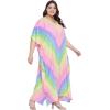 imageOussum Women Long Maxi Plus Size Polyester Kaftan Caftan Gown Beach Party Casual DressMulticolor Rainbow