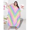 imageOussum Women Long Maxi Plus Size Polyester Kaftan Caftan Gown Beach Party Casual DressMulticolor Rainbow