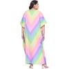 imageOussum Women Long Maxi Plus Size Polyester Kaftan Caftan Gown Beach Party Casual DressMulticolor Rainbow