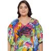 imageOussum Women Long Maxi Plus Size Polyester Kaftan Caftan Gown Beach Party Casual DressMulticolor Tropical Leaf Print
