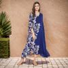imageOussum Women Long Maxi Plus Size Polyester Kaftan Caftan Gown Beach Party Casual DressNavy Blue Floral