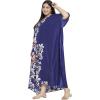 imageOussum Women Long Maxi Plus Size Polyester Kaftan Caftan Gown Beach Party Casual DressNavy Blue Floral