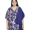 imageOussum Women Long Maxi Plus Size Polyester Kaftan Caftan Gown Beach Party Casual DressNavy Blue Floral