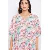 imageOussum Women Long Maxi Plus Size Polyester Kaftan Caftan Gown Beach Party Casual DressPink Leaf Print Kaftan
