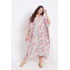 imageOussum Women Long Maxi Plus Size Polyester Kaftan Caftan Gown Beach Party Casual DressPink Leaf Print Kaftan