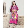 imageOussum Women Long Maxi Plus Size Polyester Kaftan Caftan Gown Beach Party Casual DressPurple Tribal