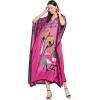 imageOussum Women Long Maxi Plus Size Polyester Kaftan Caftan Gown Beach Party Casual DressPurple Tribal