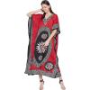 imageOussum Women Long Maxi Plus Size Polyester Kaftan Caftan Gown Beach Party Casual DressRed Floral Kaftan