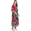 imageOussum Women Long Maxi Plus Size Polyester Kaftan Caftan Gown Beach Party Casual DressRed Floral Kaftan