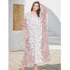 imageOussum Women Long Maxi Plus Size Polyester Kaftan Caftan Gown Beach Party Casual DressWhite One Size Maxi Dress