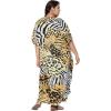 imageOussum Women Long Maxi Plus Size Polyester Kaftan Caftan Gown Beach Party Casual DressYellow Leopard