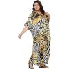 imageOussum Women Long Maxi Plus Size Polyester Kaftan Caftan Gown Beach Party Casual DressYellow Leopard