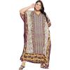 imageOussum Plus Size Kaftan for Women Polyester Summer Caftan Swimwear Cover Ups Maxi Beach DressBeige Floral Pattern