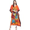 Orange Lady & Tribal Printed Maxi Kaftan