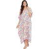 Pink Leaf Print Kaftan