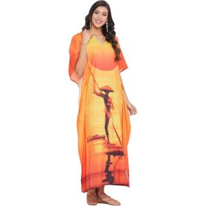 imageOussum Plus Size Kaftan for Women Polyester Summer Caftan Swimwear Cover Ups Maxi Beach DressMulticolor  Yellow