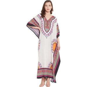 imageOussum Plus Size Kaftan for Women Polyester Summer Caftan Swimwear Cover Ups Maxi Beach DressMulticolor