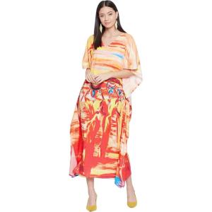 imageOussum Plus Size Kaftan for Women Polyester Summer Caftan Swimwear Cover Ups Maxi Beach DressMulticolor Tribal