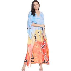 imageOussum Plus Size Kaftan for Women Polyester Summer Caftan Swimwear Cover Ups Maxi Beach DressMulticolor Tribal Caftan