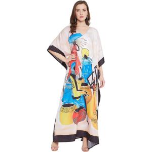 imageOussum Plus Size Kaftan for Women Polyester Summer Caftan Swimwear Cover Ups Maxi Beach DressMulticolor Tribal Print