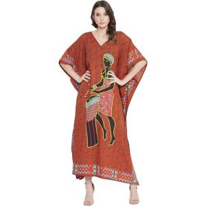 imageOussum Plus Size Kaftan for Women Polyester Summer Caftan Swimwear Cover Ups Maxi Beach DressOrange