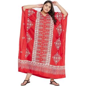 imageOussum Plus Size Kaftan for Women Polyester Summer Caftan Swimwear Cover Ups Maxi Beach DressPeach Paisley Kaftan Coverup