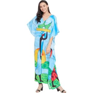 imageOussum Plus Size Kaftan for Women Polyester Summer Caftan Swimwear Cover Ups Maxi Beach DressSky Blue  Green