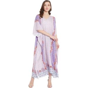 imageOussum Women Long Maxi Plus Size Polyester Kaftan Caftan Gown Beach Party Casual DressLight Purple Paisley Maxi Kaftan