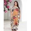 imageOussum Women Casual Kaftan Plus Size Long Dubai Caftan Beach Polyester Maxi House Dress for LadiesBlack  Brown Leopard  Floral
