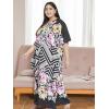 imageOussum Women Casual Kaftan Plus Size Long Dubai Caftan Beach Polyester Maxi House Dress for LadiesBlack Floral