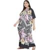 imageOussum Women Casual Kaftan Plus Size Long Dubai Caftan Beach Polyester Maxi House Dress for LadiesBlack Floral