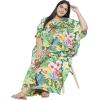 imageOussum Women Casual Kaftan Plus Size Long Dubai Caftan Beach Polyester Maxi House Dress for LadiesGreen Floarl